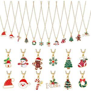 48 Pieces Christmas Necklaces Gift Set - Colorful Santa, Tree, Reindeer, Snowfla